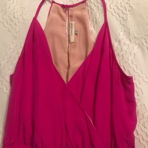 Lavender Brown Small Faux Wrap Mini Dress